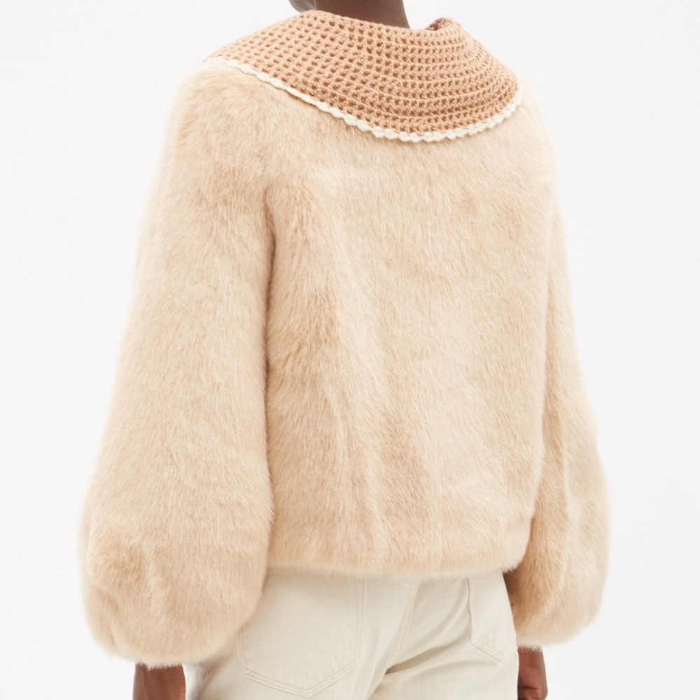 NWT Shrimps Ralph Crochet-Collar Faux Fur Jacket - Picture 2 of 11